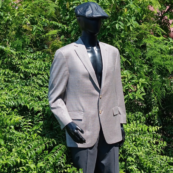 HART SCHAFFNER MARX for NATHAN'S (LAKELAND) MEN'S LUXURY CHEK/PLAID BLA ZER (US) - Picture 10 of 17